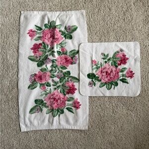 Vintage Martex Liberty of London Pink and Green Floral Set of Towels
